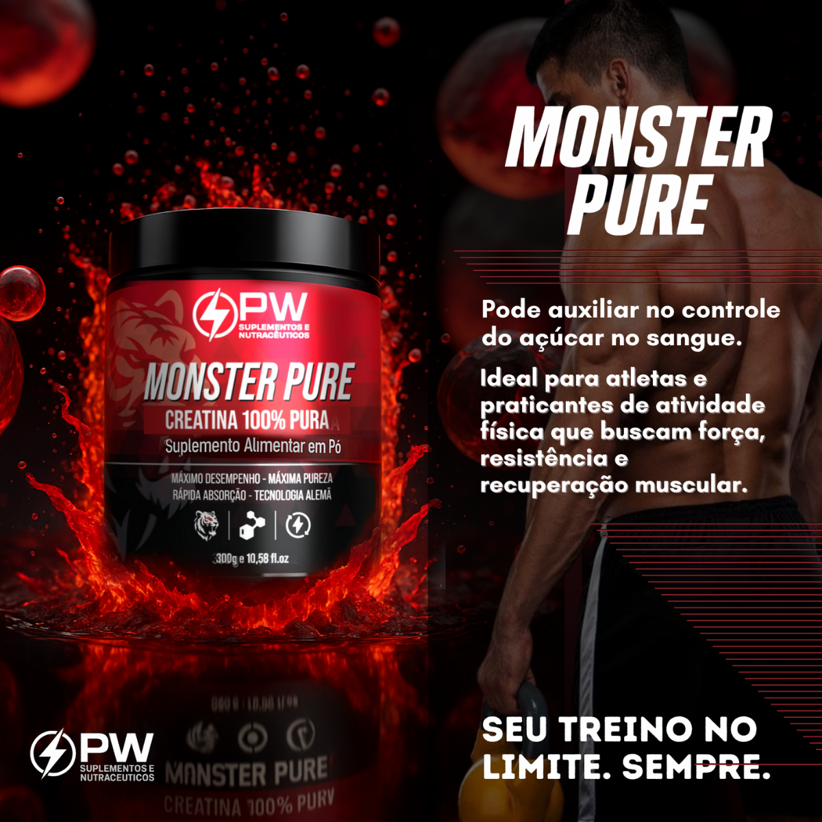 Creatina monster 100% pura monohidratada
