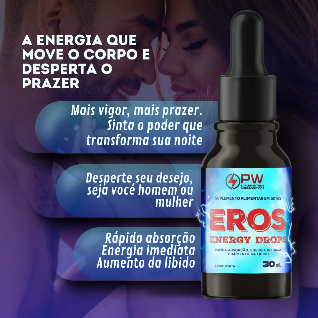 Eros Energy Drops Arginina + Vitamina C e B6 + Saponinas + Taurina em Gotas