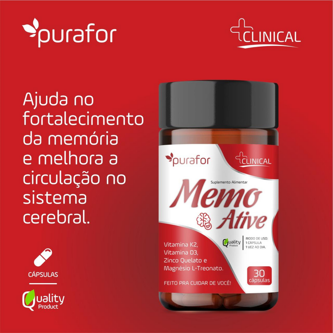 Memo Ative Vitamina K2 Vitamina D3 Zinco Magnésio e Treonato