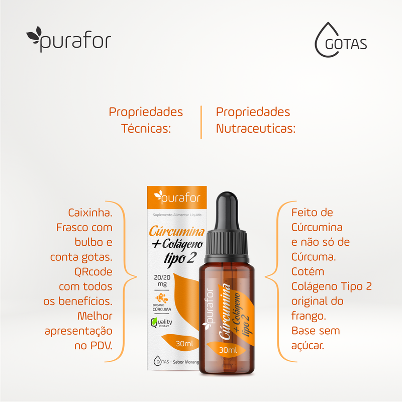 Curcumina + Colágeno Tipo II Em Gotas