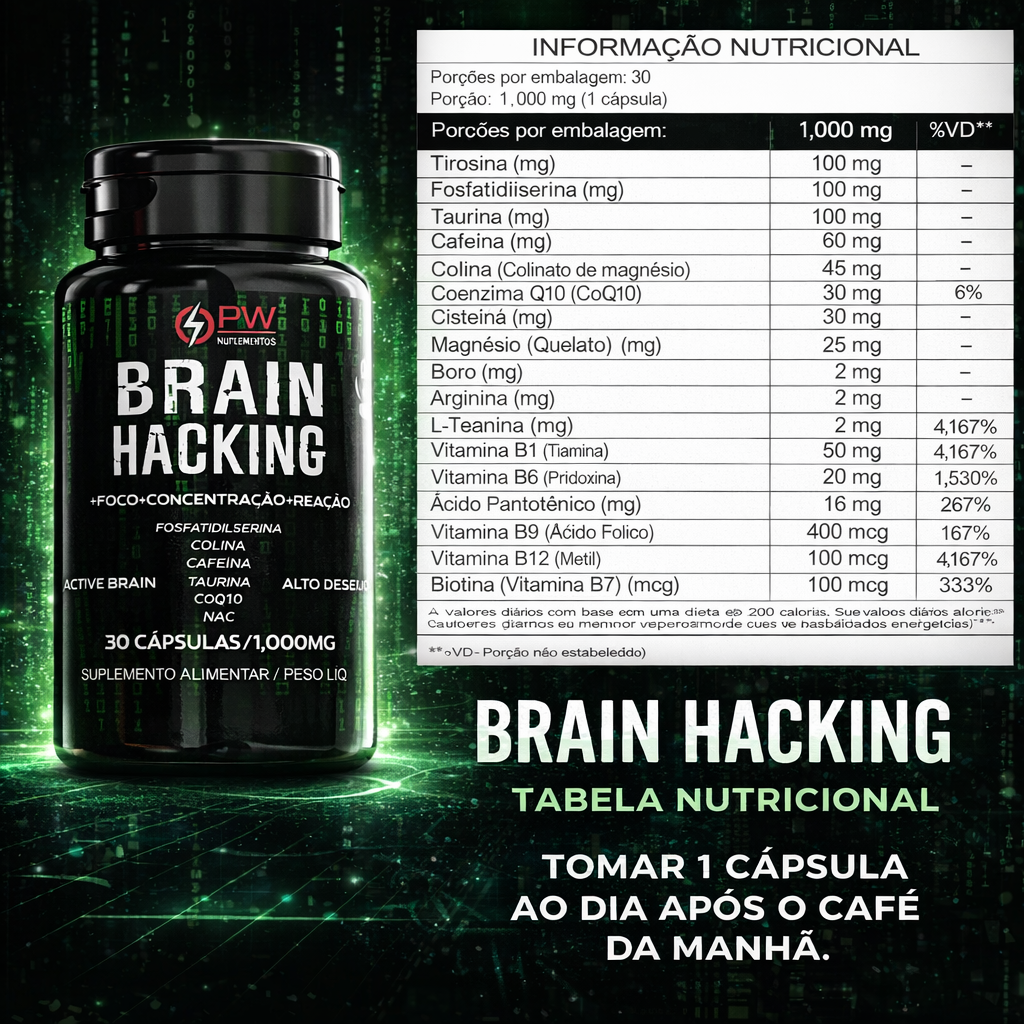 Brain Ative Blend Nootrópico Foco e Energia Mental