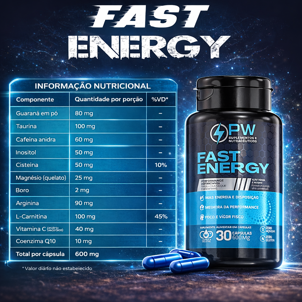 Fast Energy Blend Masculino Arginina Vitaminas e Taurina