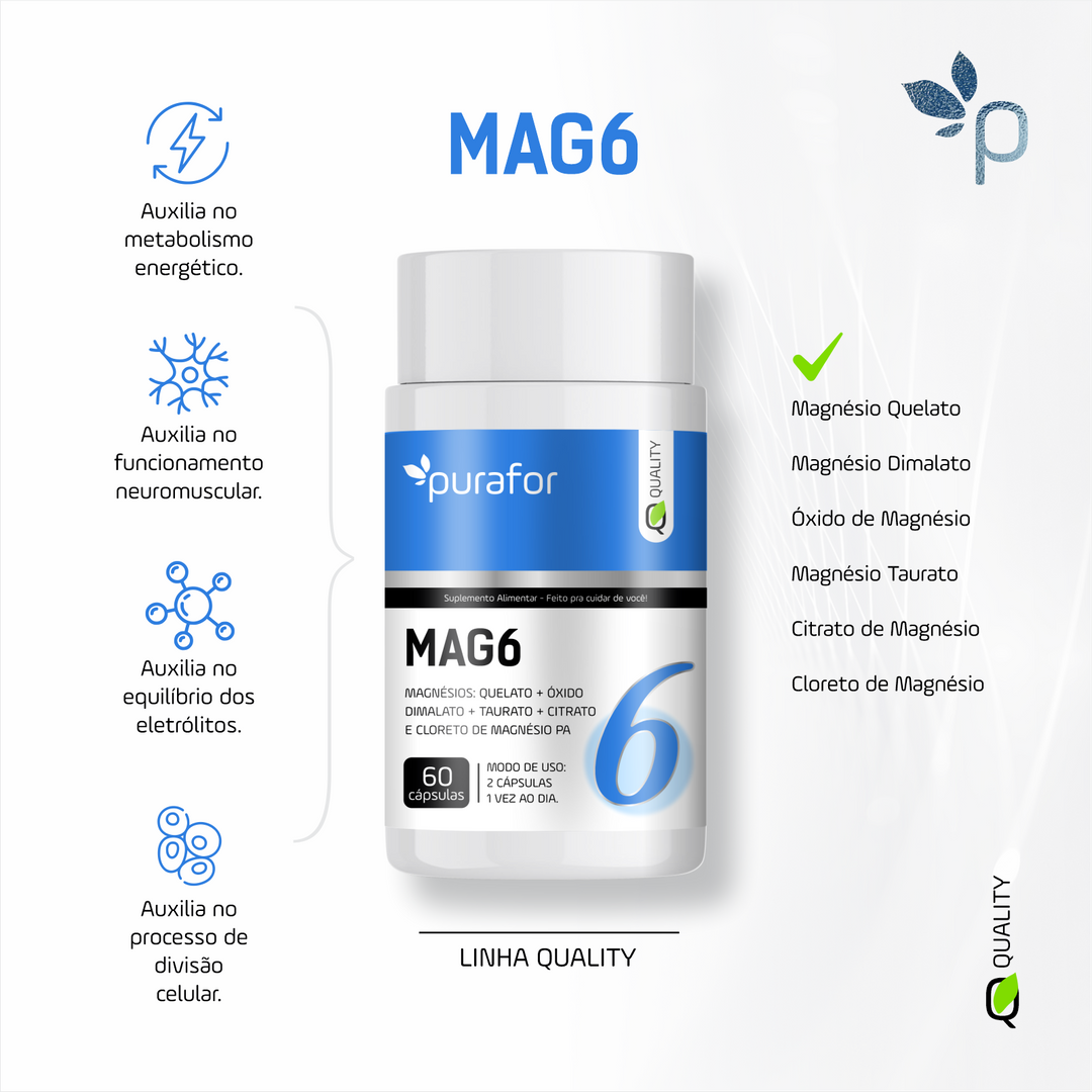 MAG6 - 6 Magnésio em 1 Cápsula