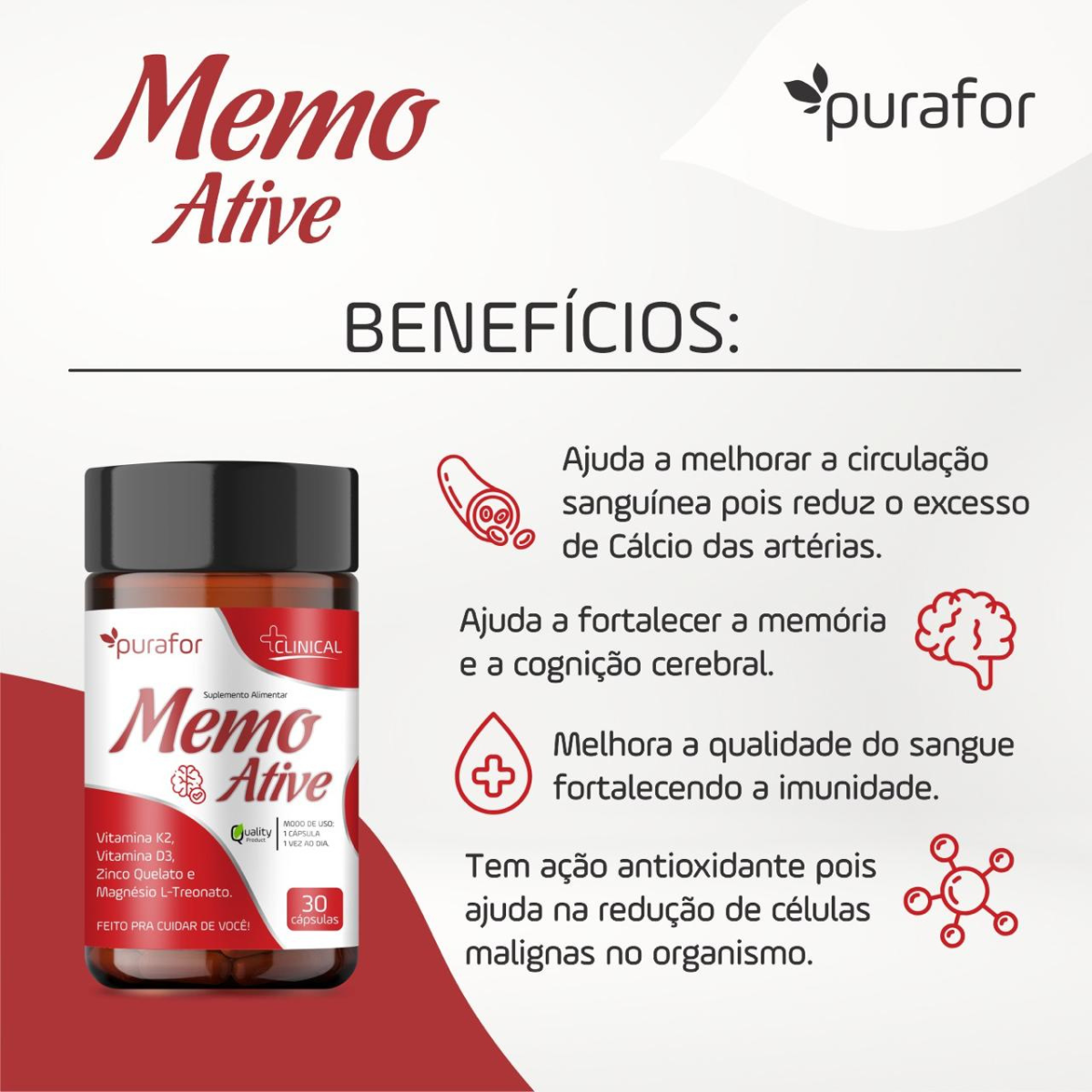 Memo ative vitamina k2 vitamina d3 zinco magnésio e treonato