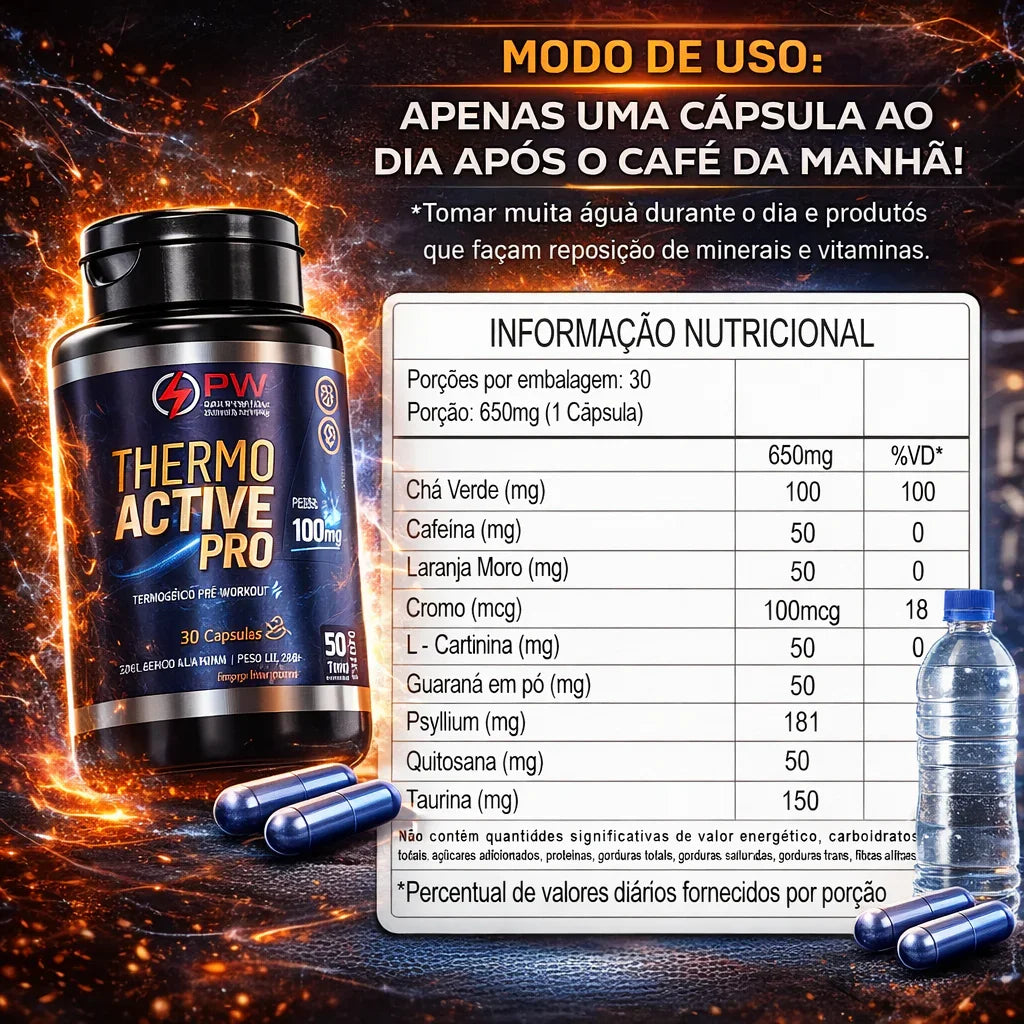 Thermo Active Pro Blend Cafeína Taurina e L-Carnitina
