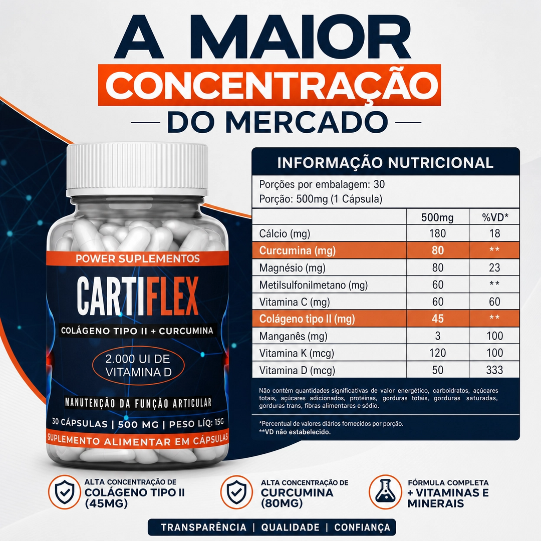 Cartiflex Colágeno Tipo II + Curcumina + Vitamina D