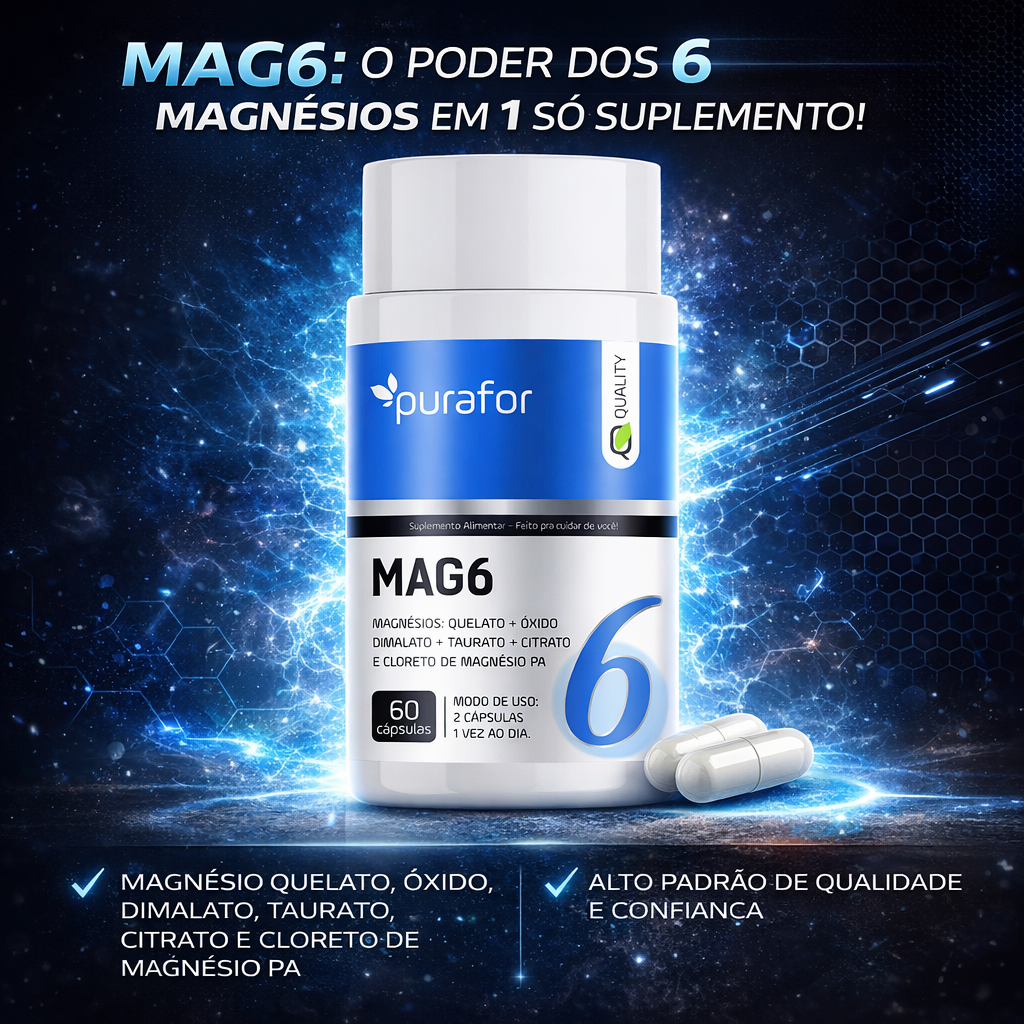MAG6 - 6 Magnésio em 1 Cápsula